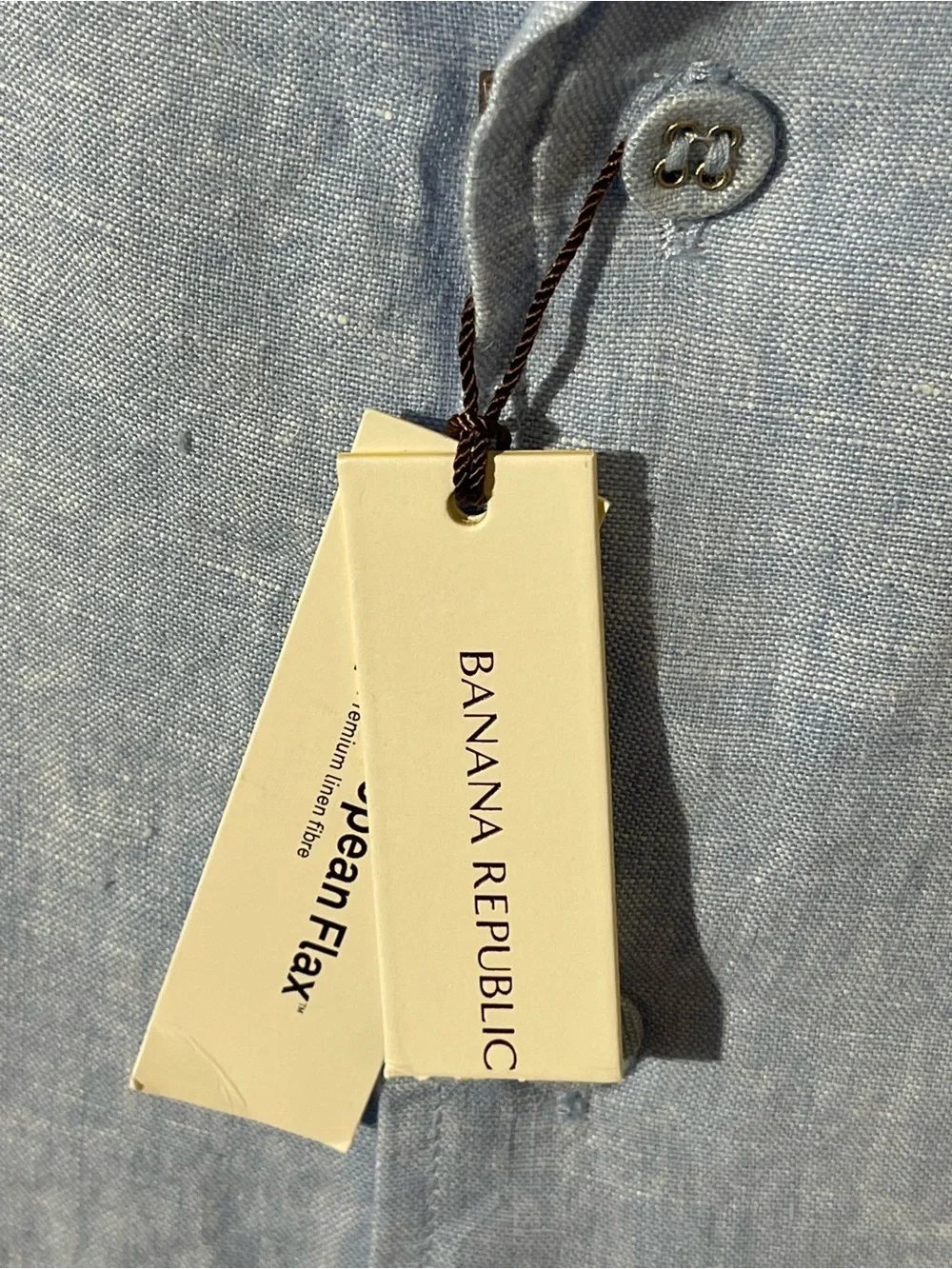 Banana Republic Sky Blue Linen Button-Down Camp Shirt